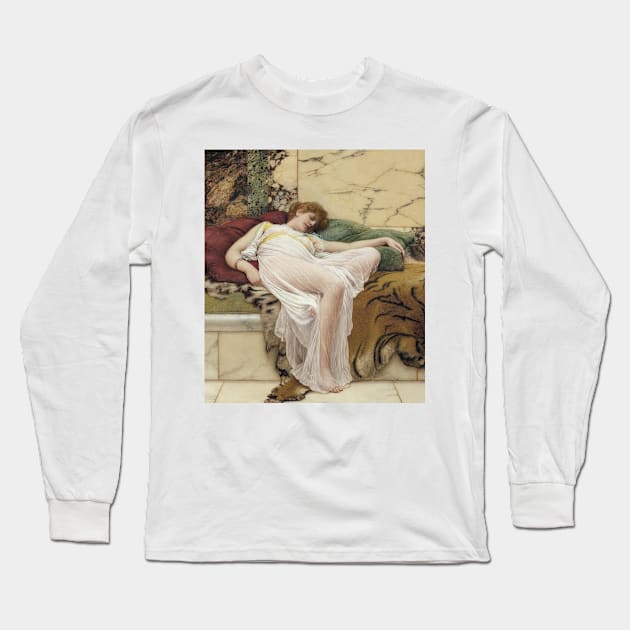 A Siesta by John William Godward, 1895 Long Sleeve T-Shirt by Classic Art Stall